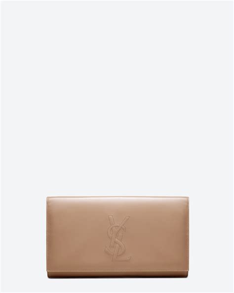 large ysl clutch in beige patent leather|saint laurent monogram leather clutch.